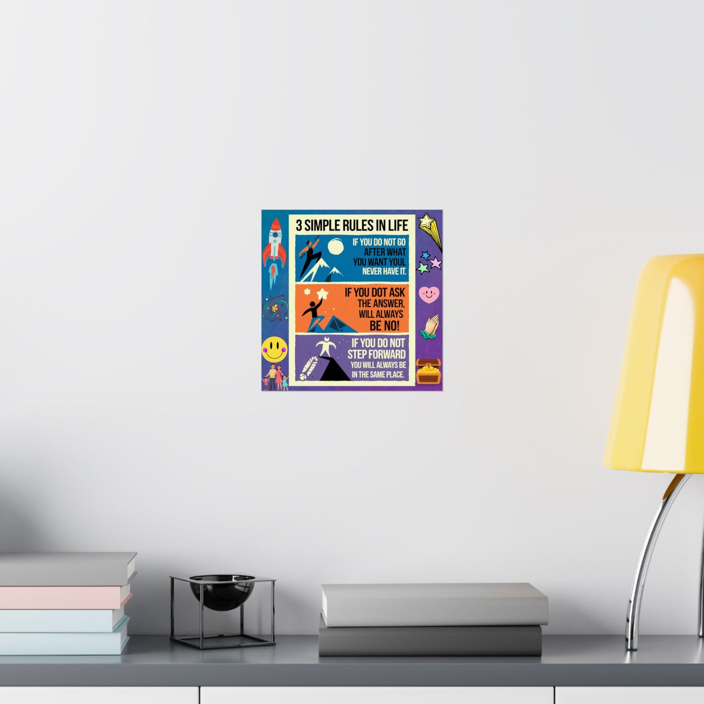 3 Simple Rules in Life Motivational Poster for Kids- Inspiring Life Rules