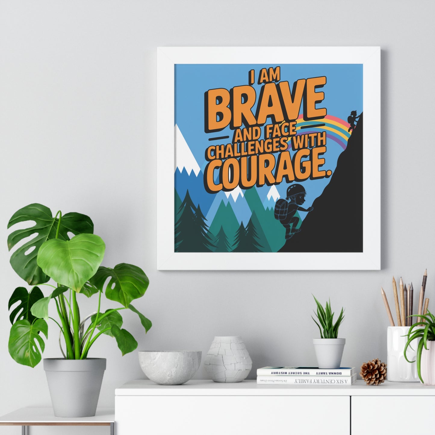 Bravery and Courage Inspirational Framed Poster for Kids