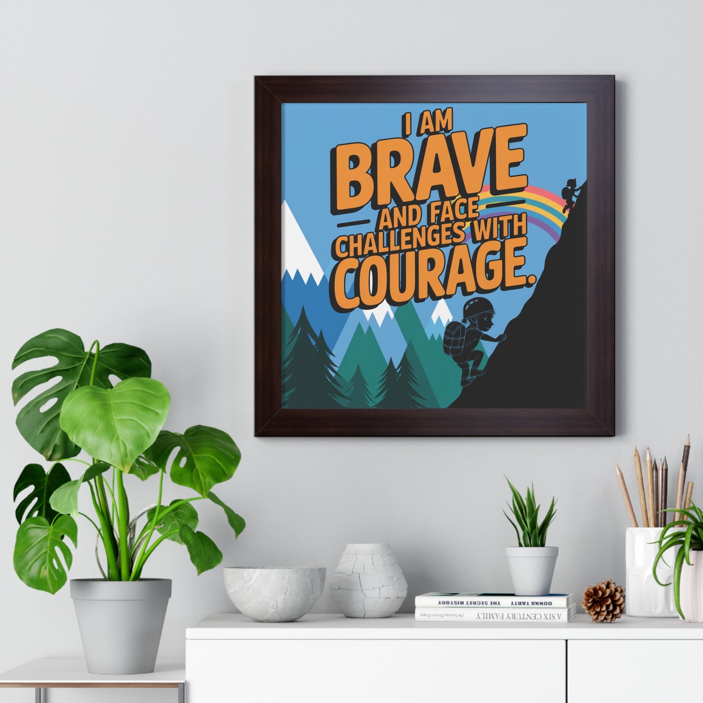 Bravery and Courage Inspirational Framed Poster for Kids