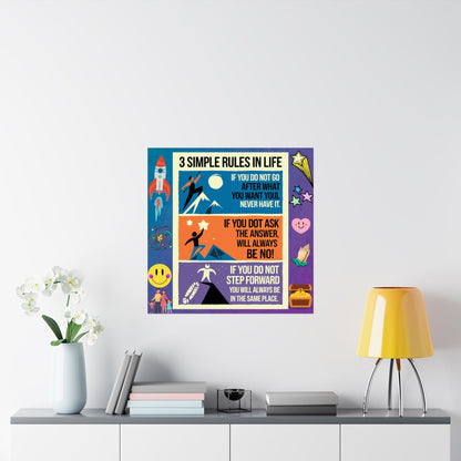 3 Simple Rules in Life Motivational Poster for Kids- Inspiring Life Rules