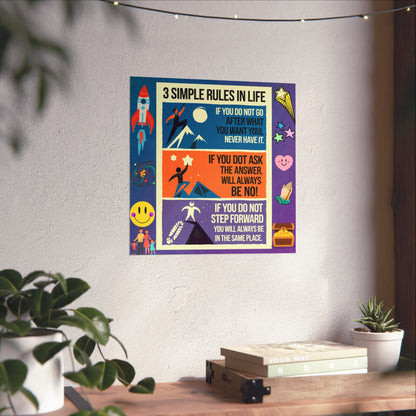 3 Simple Rules in Life Motivational Poster for Kids- Inspiring Life Rules