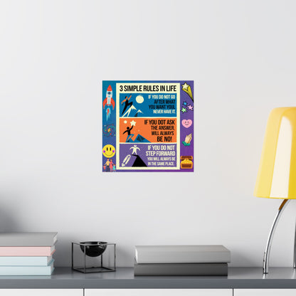 3 Simple Rules in Life Motivational Poster for Kids- Inspiring Life Rules
