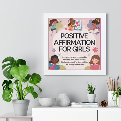 Positive Affirmation Poster for Girls- Empowering Wall Decor